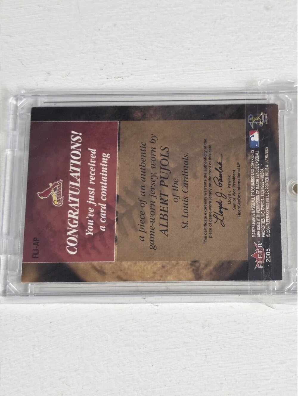 2005 Ultra #FLJ-AP Albert Pujols Follow the Leader Jersey Red C3